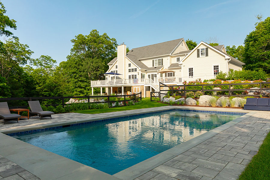 Minimalistic outdoor gunite pool with luxury pool design and installation Designed with precision-- A Gunite pool